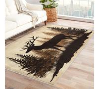 Cabin Decor - Rustic Cabin Rug, Deer Wildlife Animal Rugs for Living Room Bedroom, Washable Non Slip Soft Small Carpet, Patterned Area Rugs & Home Decor 40x60 cm