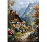 Cabin Diamond Art Kits Adults, 5D Diamond Painting Landscape Pattern Design, DIY Full Square Drill Dimond Painting, Crystal Art Kits for Adults Beginner for Home Wall Decor, Gifts 30x40cm -yxy2506ME
