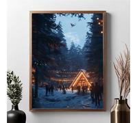 Cabin Diamond Painting Kits for Adults, Diamond Art Landscape Pattern with Full Kit Accessories, 5D Round Full Drill Gem Art Paintings for Adults Beginners, Home Wall Decor, Gifts 28x38in JPF W-M
