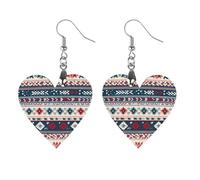 Cabin Fair Isle Novelty Women's Dangle Earrings Fashion Printed Wood Earring Drop Pendants Jewelry