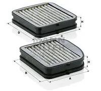 Cabin filter below the glove compartment Activated Carbon Filter CUK 22 000-2