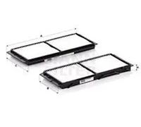 MANN CU26008-2 Cabin Air Particulate Filter 250mm Length 17mm Height For Mazda 3