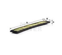 Cabin filter Eng.compart. middle, below plenum chamber cover FP 6724 MANN-FILTER