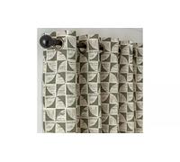 Cabin Geo Print Lined Eyelet Curtains An Eye-Catching Style Combined With Arts And Crafts Feel (117 x 137 cm, Green)
