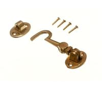 CABIN HOOK AND EYE 75MM 3 INCH SOLID POLISHED BRASS WITH SCREWS