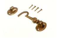 Cabin Hook And Eye 75mm 3 Inch Solid Polished Brass With Screws (Pack Of 2)