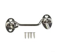 Cabin Hook And Eye Latch Lock With Silent Holder For Shed Gate Doors And Garden Sheds Made From Stainless Steel Designed For Heavy Domestic Use (10 inch)