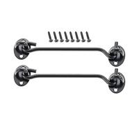 Cabin Hook Gate Hook Lock Black,150mm Stainless Steel Heavy Duty Gate Latch, Hook and Eye Latch 6Inch for Garage,Shed Door,Window 2Pcs
