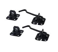 Cabin Hook Gate Lock Black BZP 2 or 5 Pcs 4" 6" 8" Heavy Duty Gate Latch, Hook and Eye Latch for Garage,Door Window (Black, 2 Pack 4" (100mm))