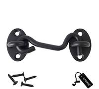 Cabin Hook Stainless Steel Latch and Eye Privacy Hooks Door Stay with Screws Lock for Gate Shutters Window Slide Barn Shed Patio Door - Matte Black