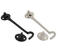 Cabin Hooks Black or Galvanised Gate Hooks Malleable Steel Cabin Hooks Gate Hook (Black, 200mm (8 inch))
