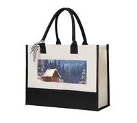 Cabin In The Woods Canvas Tote Bag For Women Personalized Present Bag Large Capacity Reusable Shopping Bag Suitable For Wedding, Birthday, Holiday Great Gift For Mom, Teachers, Friends, Bridesmaids