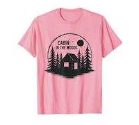 Cabin in The Woods Rustic Nature Retreat T-Shirt, Men, Pink, L