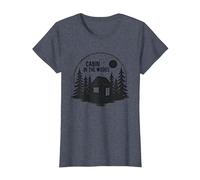 Cabin in The Woods Rustic Nature Retreat T-Shirt, Women, Heather Blue, S