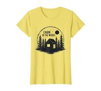 Cabin in The Woods Rustic Nature Retreat T-Shirt, Women, Lemon, XL