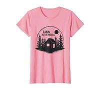 Cabin in The Woods Rustic Nature Retreat T-Shirt, Women, Pink, XL