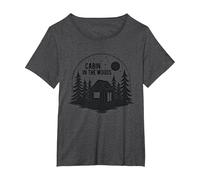 Cabin in The Woods Rustic Nature Retreat T-Shirt, Women's Plus, Dark Heather Grey, 6X