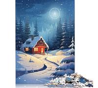 Cabin in Winter at Night Paper Puzzles 1000 Piece Jigsaw Puzzles for Adults Educational Game Challenge Toy Christmas Eve Gifts 1000pcs (38x26cm)