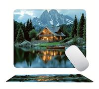Cabin Lake Mouse Mat 22 x 24 cm Ultra Thin, with Stitched Edges Office Mouse Pad, Non-Slip Rubber Base, Waterproof & Washable, Home Desk Accessories, Aesthetic with Design Mousepad 240x200mm s0z-441