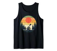 Cabin Life Retro Sunset Log Nature Outdoor Mountain Frame Tank Top