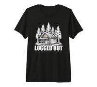 Cabin Logged Out Offline Outdoor Vacation Premium T-Shirt