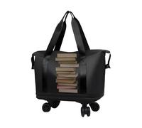 Cabin Luggage with Wheels - Trolley Suitcase Large Capacity Shopping Trolley Complete Set Lightweight and Scratch-Resistant with 360° Swivel Wheels Separate Compartment for Wet and Dry, black, see