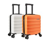Cabin Max Anode Set of Two 45x36x20cm Lightweight Hand Luggage Suitable for Easyjet Under Seat (White/Orange, 45x36x20)