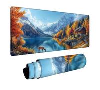 Cabin Mouse Mat, Waterproof Gaming Mouse pad Office Accessories 12” x 28” Mousepad for Improve Accuracy and Speed, Deer Desk Mat for Laptop Keyboard Office Product Desk Autumn Decor Gifts FSBD-3930