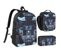 Cabin Of The Future 17 Inch Backpack Lunch Bag Pencil Case Set, Cute Print, Durable Oxford Cloth.