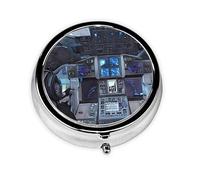Cabin of The Future Metal Iron Electroplating, Round Pill Box, 2.0x2.0x0.7 inches, with 3 Plastic compartments