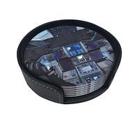 Cabin of The Future Printed Round Leather Coasters (Set of 6) Feature Rich Colors, Unique Patterns and are Easy to use.