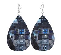 Cabin of the Future Women's Teardrop Leather Earrings, Hook 925 Silver Plated, Holiday Accessories