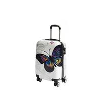 Cabin Size Suitcase Hard Shell Four Wheel Luggage Printed Cases (Butterfly Print)