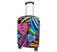 Cabin Size Suitcase Hard Shell Four Wheel Luggage Printed Cases (Hearts Print)