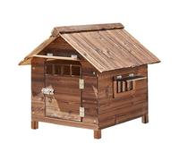 Cabin-Style Wooden Large Dog House Outdoor, Waterproof Puppy Shelter Indoor Doghouse with Air Vents and Elevated Floor(88 * 77 * 81cm/35 * 30 * 32in)