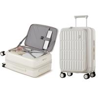 Cabin Suitcase 20 Inch Expandable Suitcase Front Opening Hard Shell Suitcase with 4 Dual Spinner Wheels and TSA Lock, Carry on Luggage for Travel 6-8 Days, 50L Lightweight Suitcase (Coconut White)