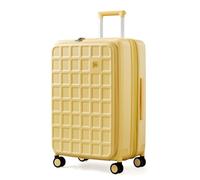 Cabin Suitcase 20 Inch Expandable Suitcase Front Opening Hard Shell Suitcase with TSA Lock and 4 Dual Spinner Wheels, Carry on Luggage for Holiday 6-8 Days, 50L Lightweight Suitcase (Cheese Yellow)