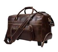 Cabin Suitcase with Wheels,Hard Shell Carry On Hand Lightweight Travel Hold Check in Luggage Large Real Cowhide Genuine Leather Unisex Travel Business Thicken Wheeled Fashion Handbag(Brown)