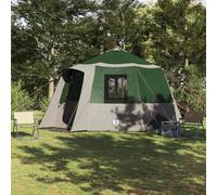 Cabin Tent in Polyester, for Camping, Green and White, 405 x 405 x 273 cm