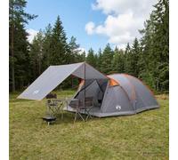 Cabin Tent with Polyester and Steel, Camping, Grey and Orange, 8-Person