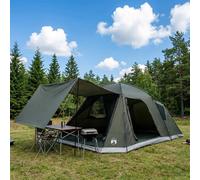 Cabin Tent with Roof 12-Person 340 x 587 x 235 cm Army Green Polyester and Steel