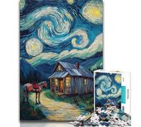 Cabin Under The Night Sky 1000 Pieces Jigsaw Puzzles for Adults And Teens,Educational Games Wall Decoration Unique Birthday And Xmas Gifts 50x75cm
