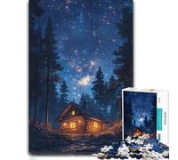 Cabin under the starry night sky Jigsaw Puzzle for Adults, 1000 Pieces | A focused indoor hobby - a practical indoor pastime on quiet evenings.