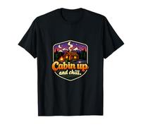 Cabin Up and Chill Camping Mountain Badge T-Shirt
