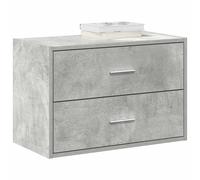 Cabinet 2-Drawer Engineered Wood Concrete Grey 60x31x40 cm Stackable Slim Design