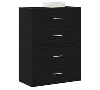 Cabinet 2Drawer Black Engineered Wood 60x31x40 cm Stackable Storage 2pc Set Home