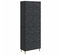 Cabinet 2pc Black Engineered Wood 4-Shelf 4-Door 1-Drawer Wall SpaceSaving Floor