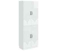 Cabinet 2pc High Gloss White Engineered Wood 4 Door 4 Shelf Wall & Floor Set Eco