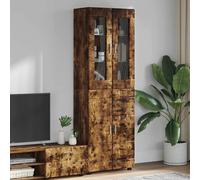 Cabinet 4-Door Smoked Oak Engineered Wood 60x35x182 cm Matte 6 Shelves Highboard