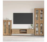 Cabinet Artisan Oak Engineered Wood Matte Slim Storage Cupboard 55.5x29x103cm .